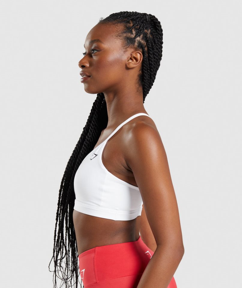 Women's Gymshark V Neck Sports Bra White | NZ 6FGASP